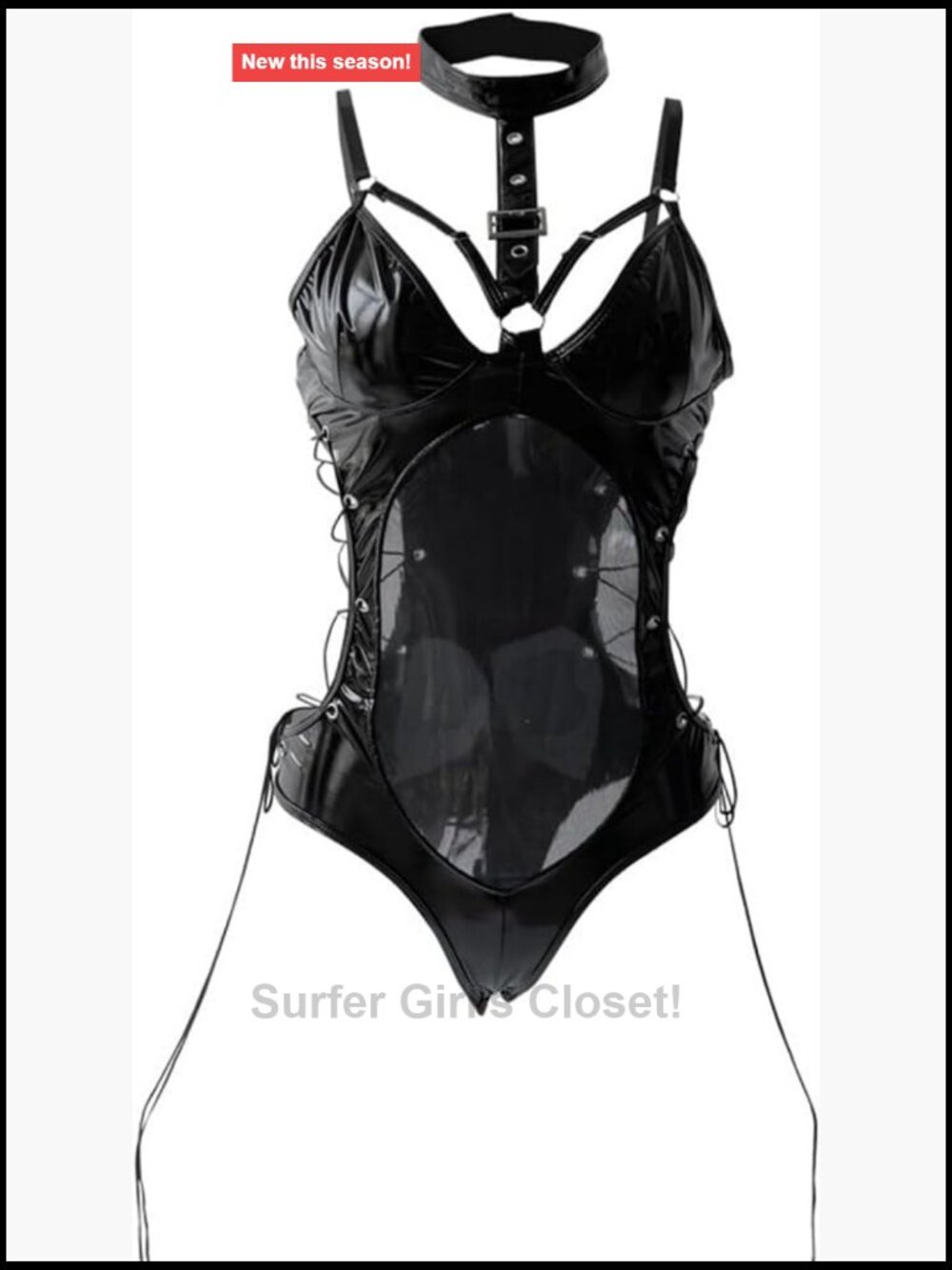 Women's Sexy Leather Bodysuit Lace Up Clubwear Teddy Lingerie Backless